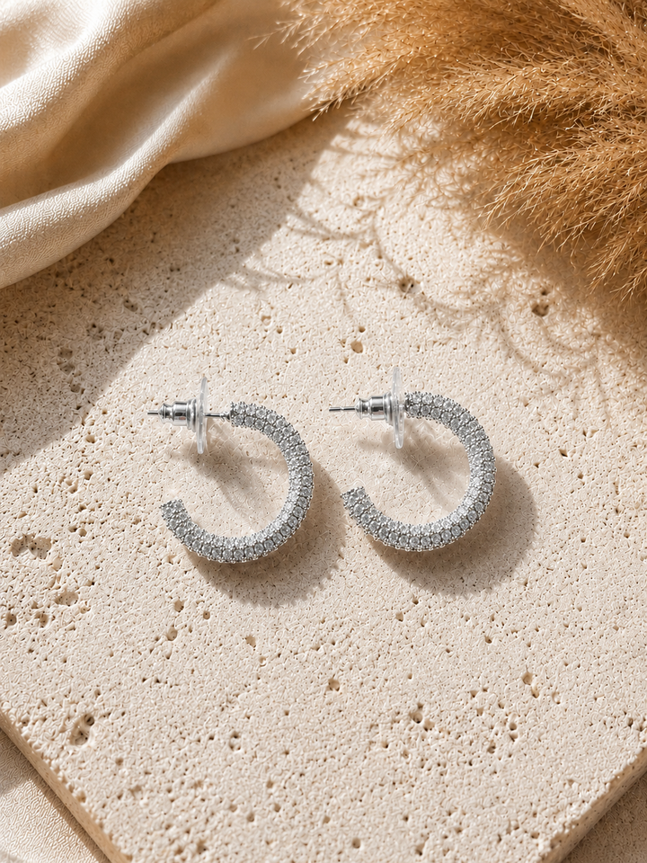 Crystal Hoop auskari zelta/sudraba