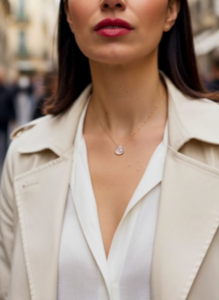 Kaklarota ar rozā kvarcu