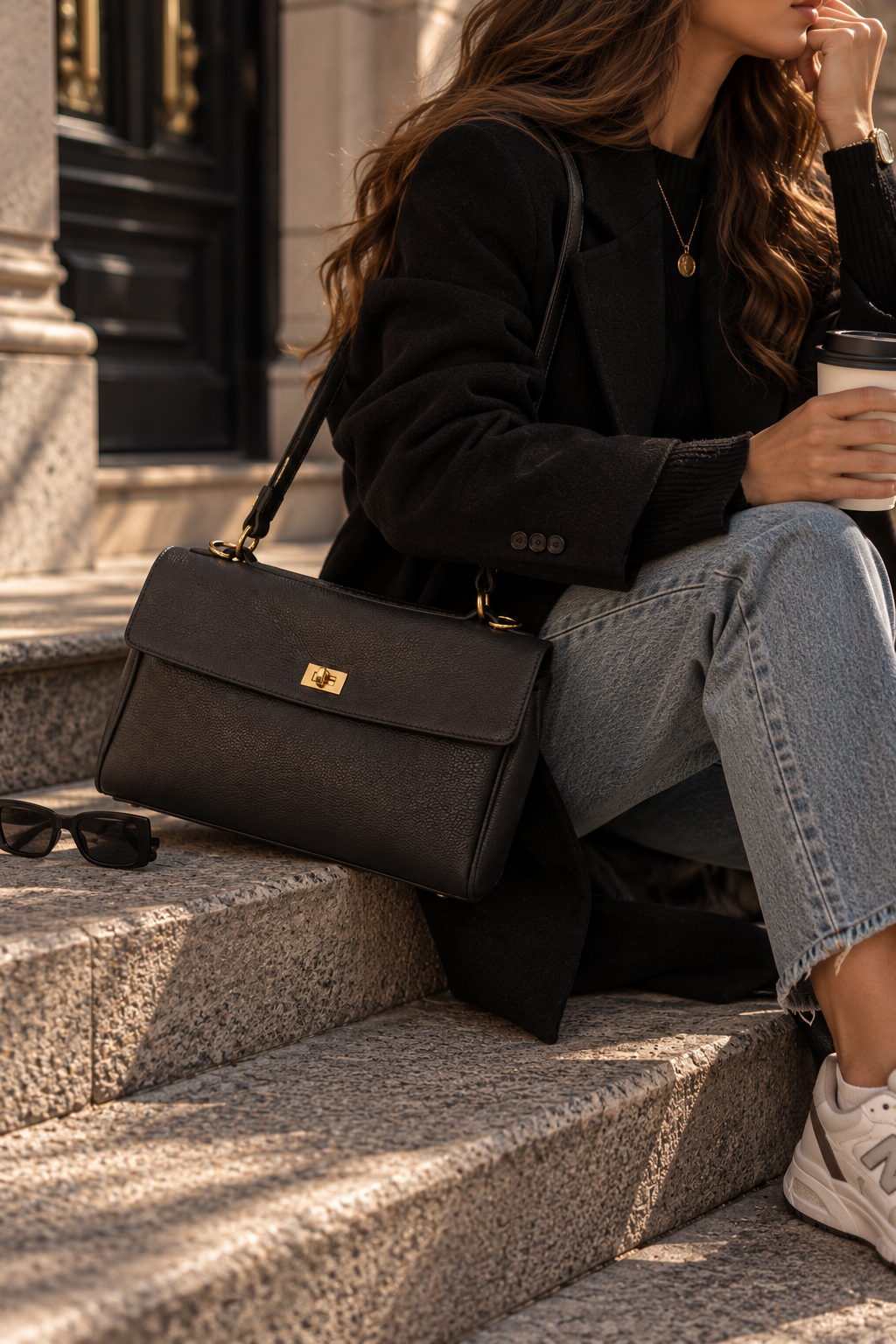 Klasiska sieviešu plecu soma elegantā city lifestyle stilā.