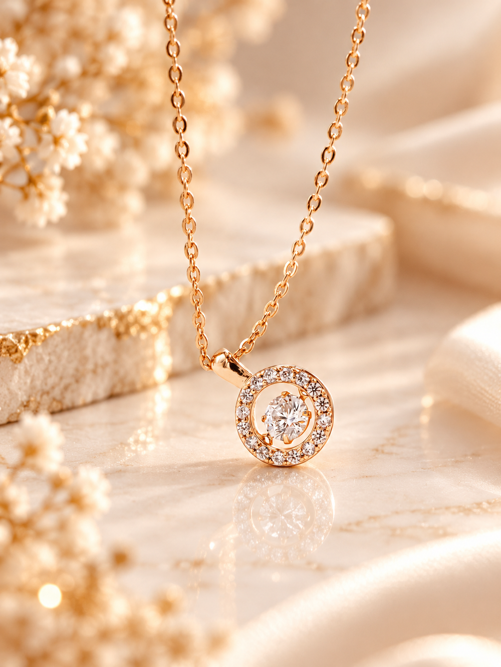 rose gold apzeltīta kakalrota ar cirkoniju