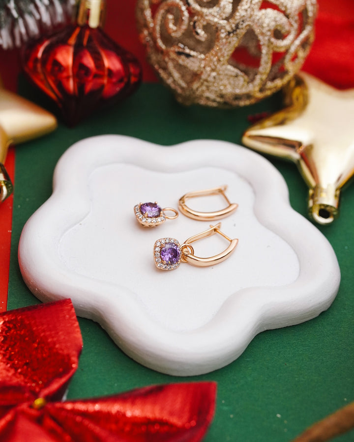 Rotu komplekts auskari 2in1 violetā maģija un rokassprādze