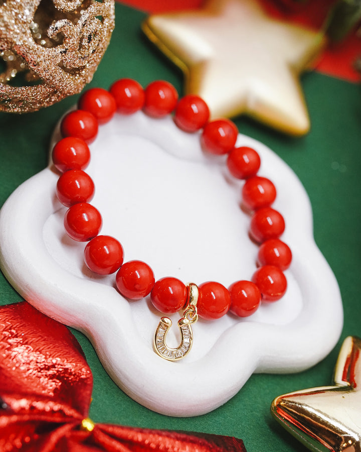 Sarkanā Zirga gads-laimes pakavs Rotu komplets