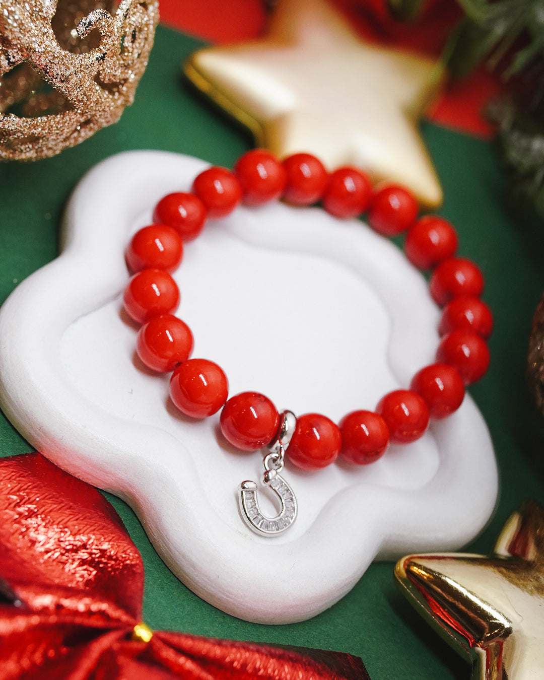 Žadeīta rokassprādze Sarkanā Zirga gads - laimes pakavs