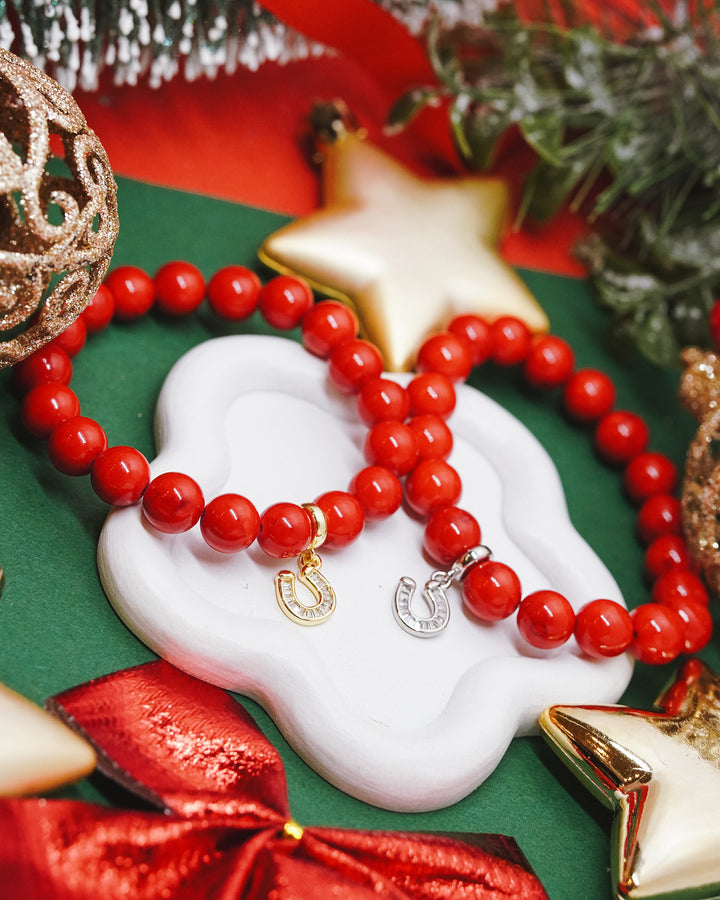 Žadeīta rokassprādze Sarkanā Zirga gads - laimes pakavs