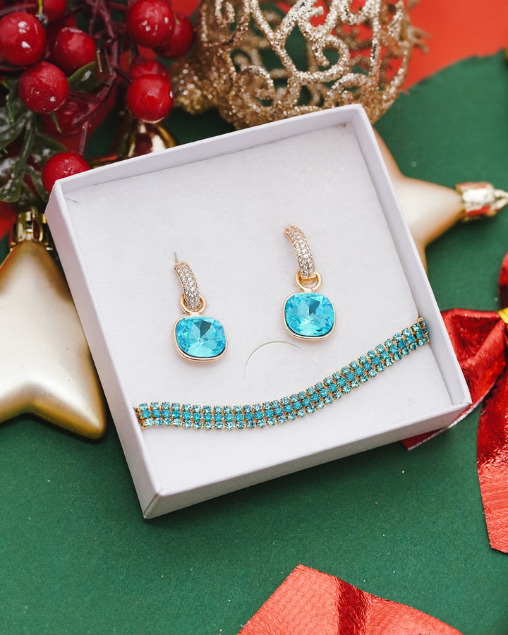 Komplekts auskari 2in1 un Rokassprādze crystalline sky