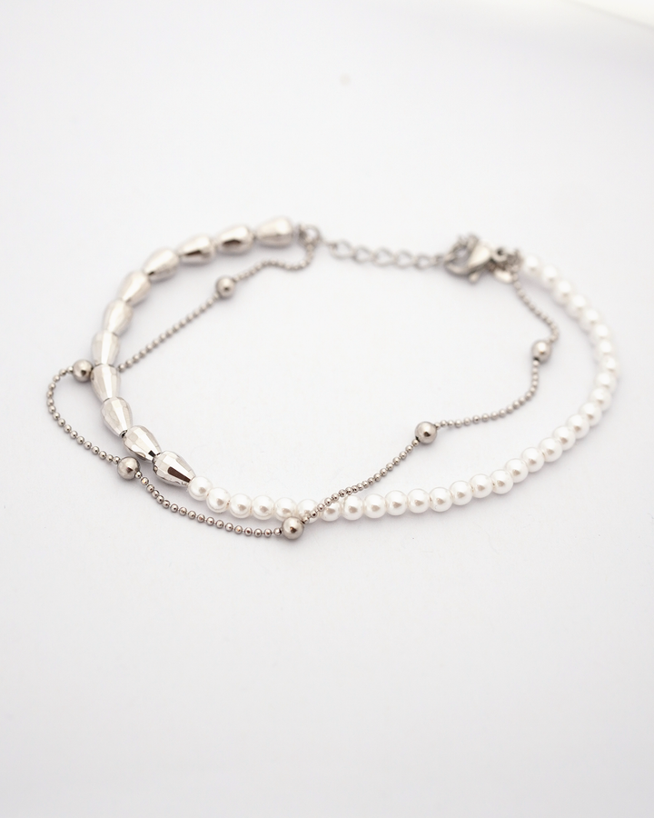 Dubultā rokassprādze Pearl-love sudraba