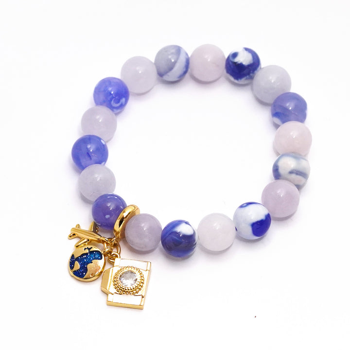 Akvamarīna un ahāta rokassprādze Ceļotāja Talismans