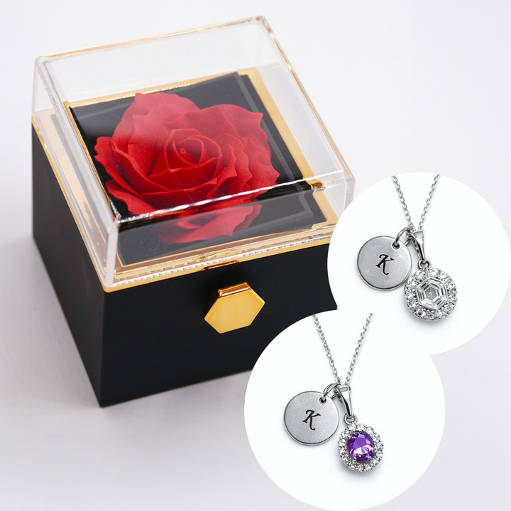 Mūžīgā roze + kaklarotas ar gravējumu