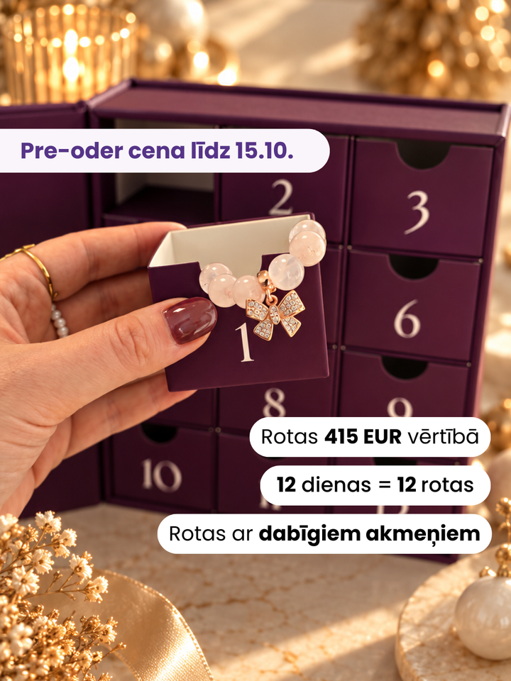Rotu Adventes Kalendārs ar dabīgo akmeņu rotām