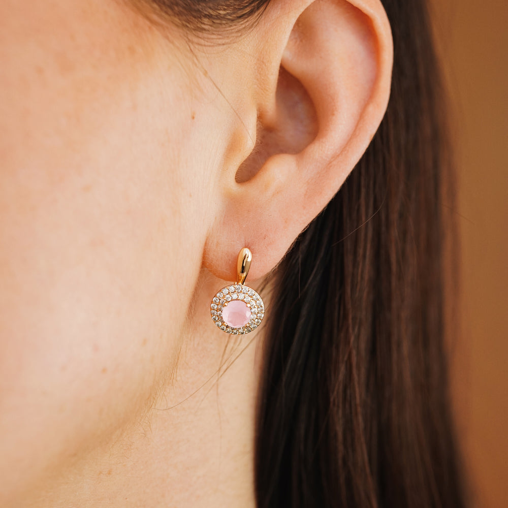 Auskari ar rozā kristālu