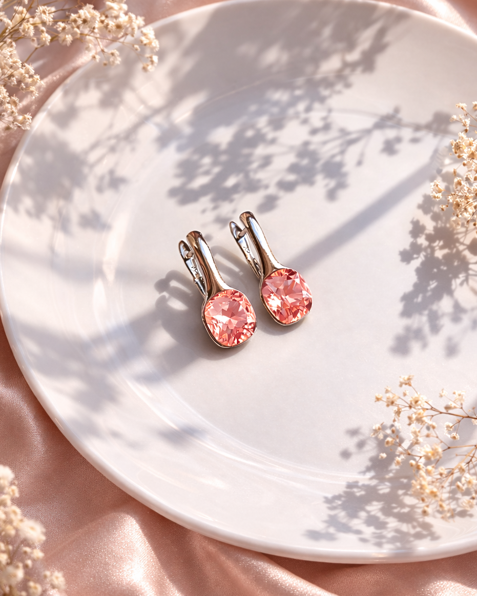 auskari rozā persiku krāsā