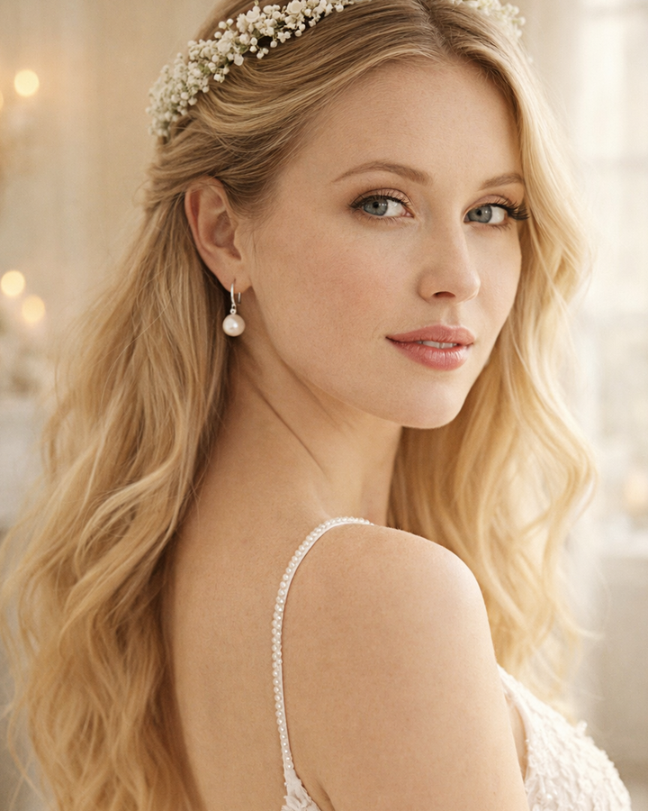 Auskari silver pearl