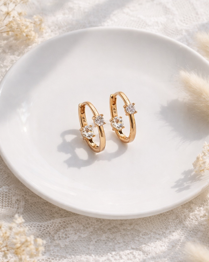 riņķīšu auskari klasiski ar kristāliņu