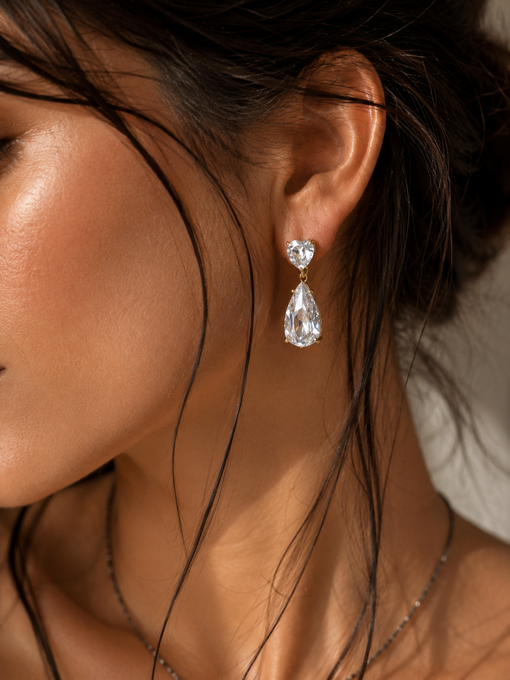 Crystal Heart Drop auskari | Eleganti kristāla auskari sievietēm
