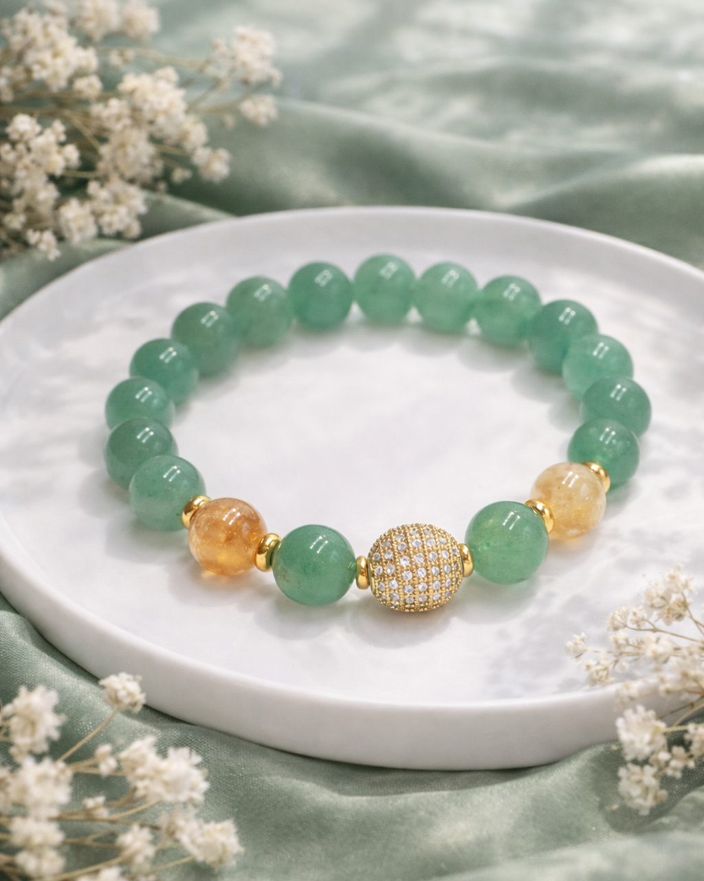 avanturīna un citrīna rokassprādze panākumiem un bagātībai roku darbs