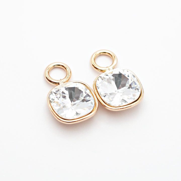 kvadrāta formas piekariņi priekš 2in1 auskariem ar kristālbaltas krāsas kristāliem