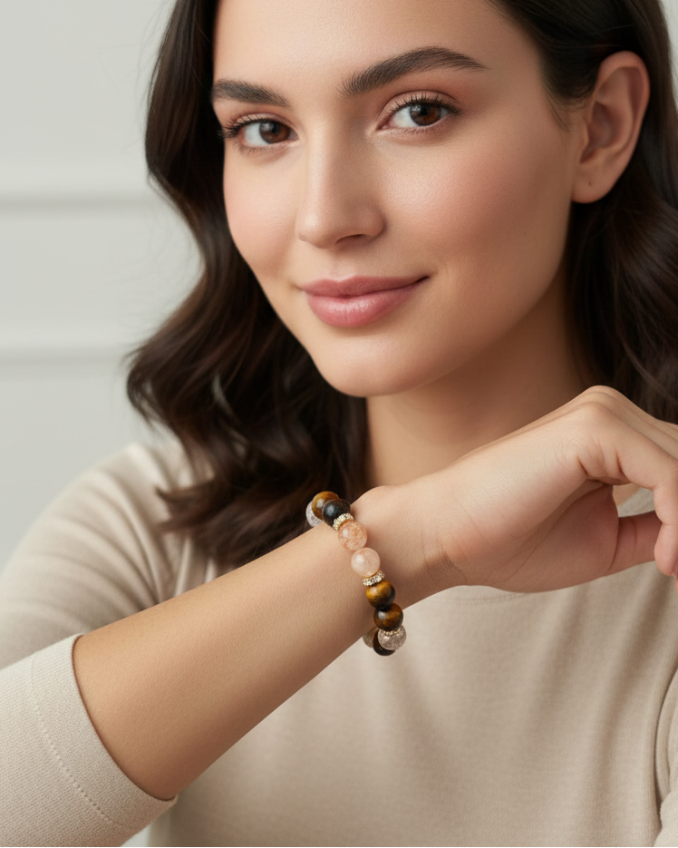 Tīģeracs, kvarca un citrīna rokassprādze