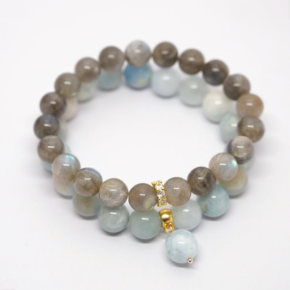 Labradorīts un akvamarīns