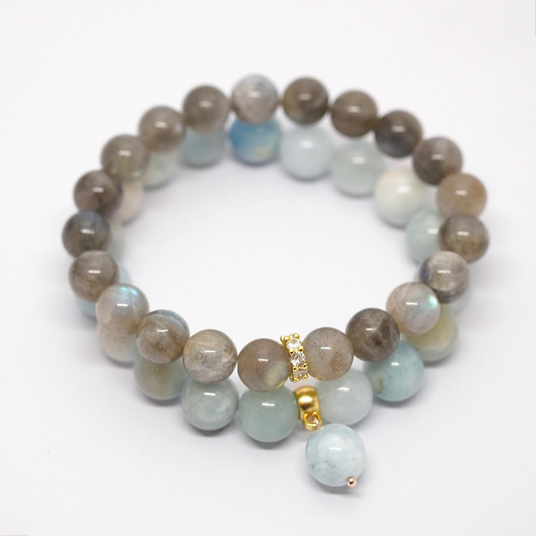 Labradorīts un akvamarīns