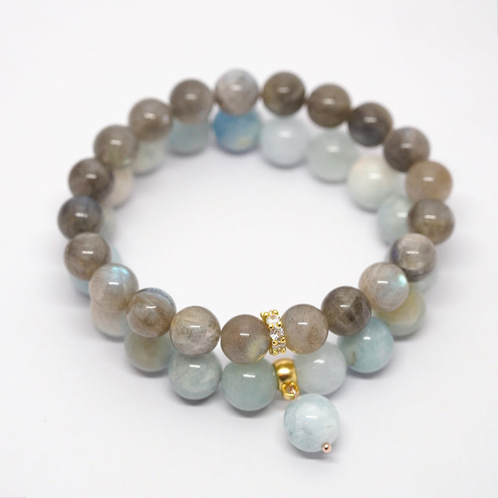 Labradorīts un akvamarīns