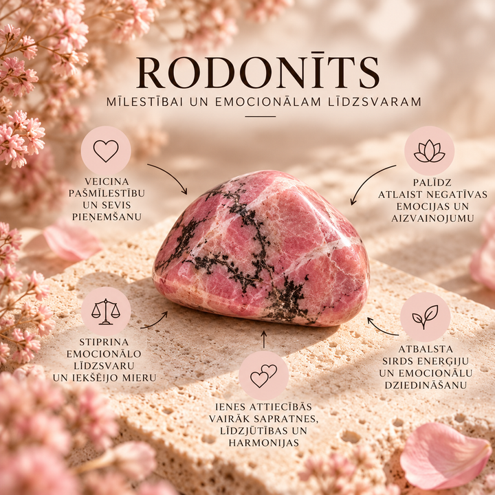Rodonīta rokassprādze mīlestībai