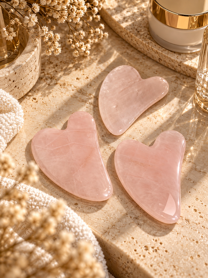 Gua Sha sejas masāžas akmens no dabīga rozā kvarca