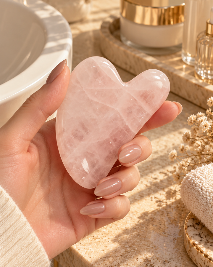 Gua Sha sejas masāžas akmens no dabīga rozā kvarca
