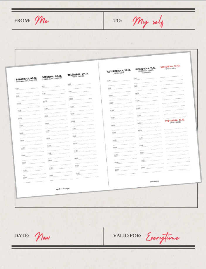 Myt time manager plānotājs 2026