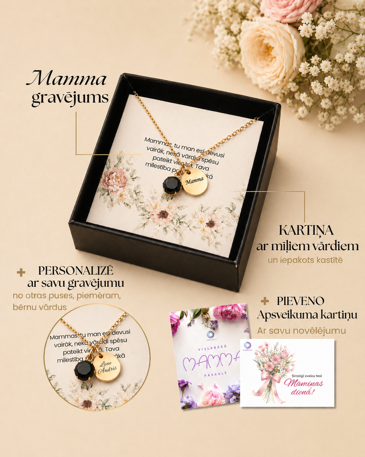 Kaklarota Black ar Mamma gravējumu