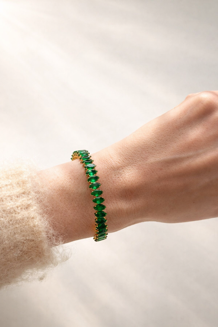 rokassprādze ar kristāliem zaļiem