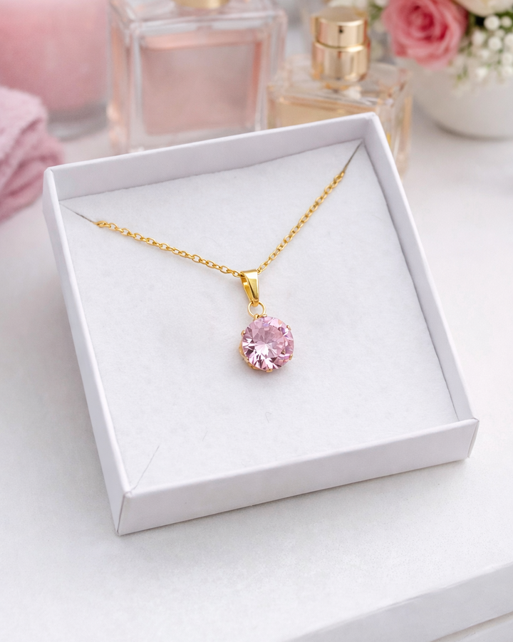 Mūžīgā roze ar kaklarotu Pink Sun