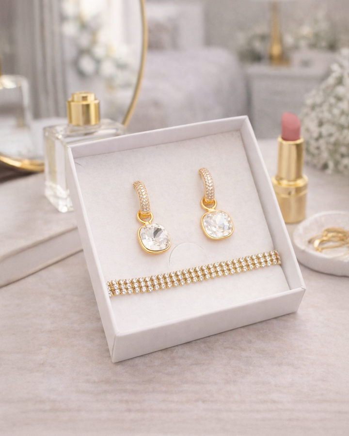 Komplekts auskari 2in1 un Rokassprādze crystalline