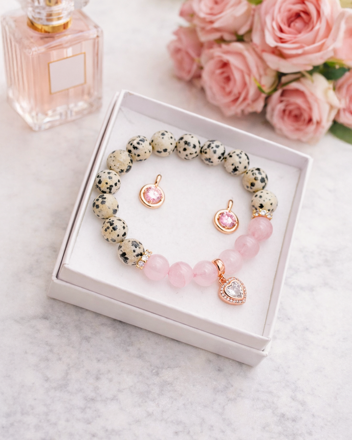 Komplekts auskari un rokassprādze Sirds Gaisma