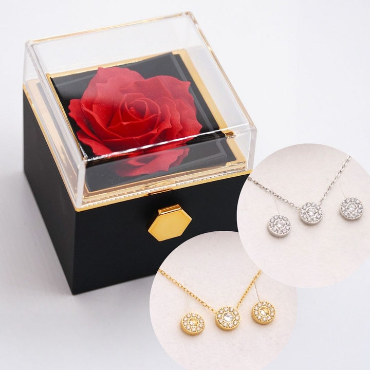 mūžigā roze rotu kastīte ar rotu komplekt