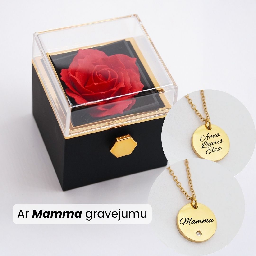 rou kastītear mūžīgo rozi kur paslēpta kakalrota ar personalizētu gravējumu mamma  dāvana mātes dienā