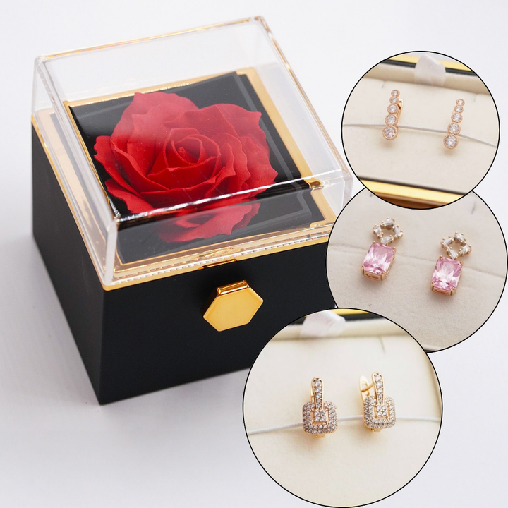 rožu kaste dāvanā sievietei