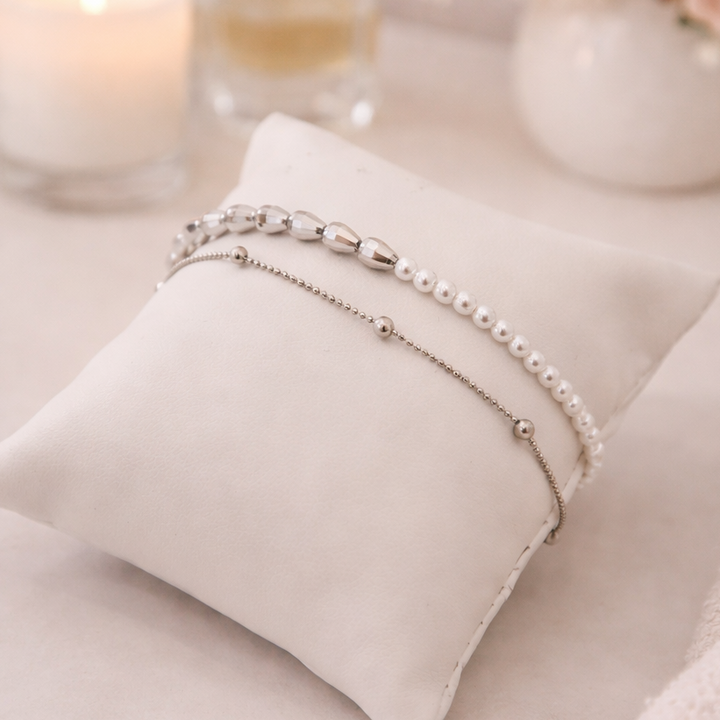 Dubultā rokassprādze Pearl-love sudraba