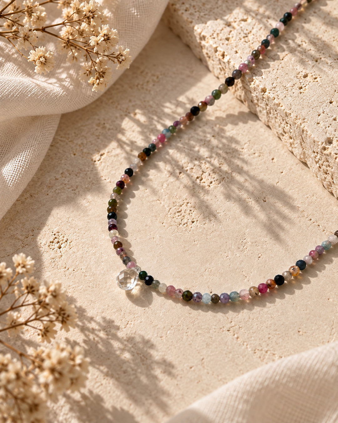 Dabīgā akmens kaklarota Tourmaline Drop